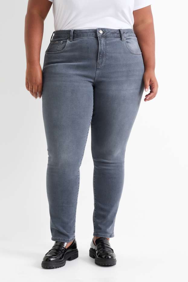 Damen - Slim Jeans - Mid Waist - Shaping-Jeans - LYCRA® - jeansgrau