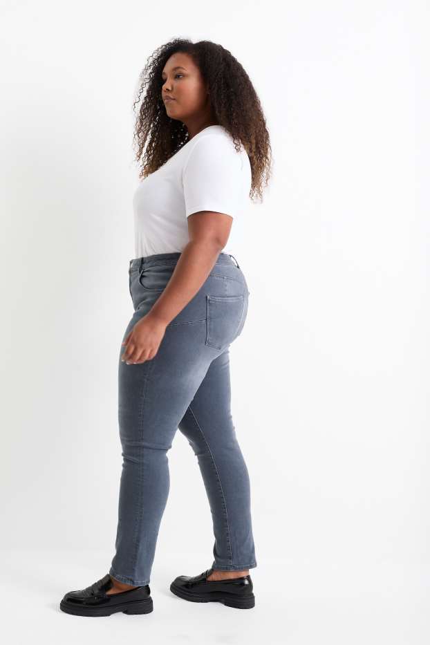 Damen - Slim Jeans - Mid Waist - Shaping-Jeans - LYCRA® - jeansgrau