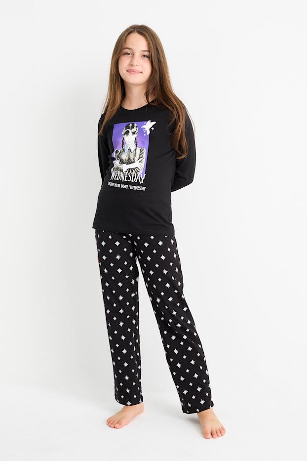 Kinderen: meisjes - Wednesday - pyjama - 2-delig - zwart
