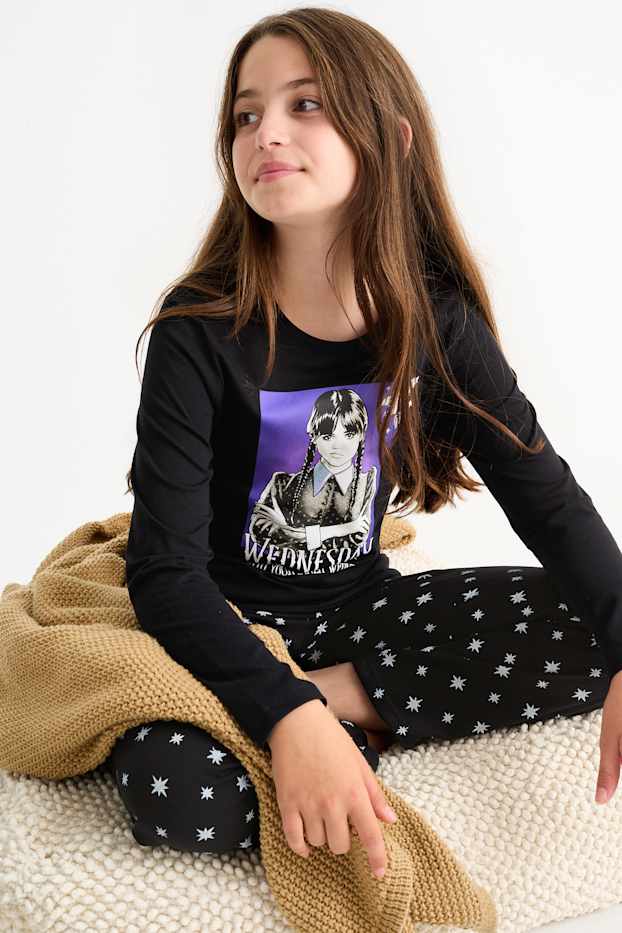 Kinderen: meisjes - Wednesday - pyjama - 2-delig - zwart