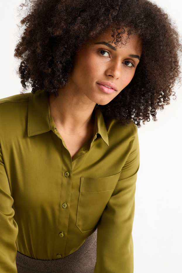 Mujer - Blusa de raso - verde