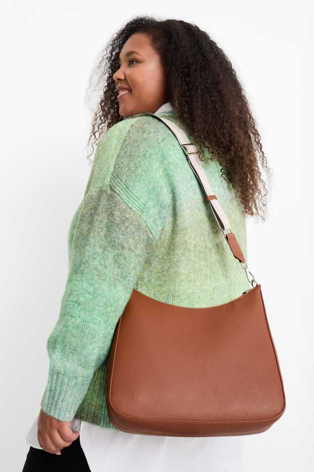 Donna - Borsa a tracolla con spallaccio staccabile - similpelle - marrone