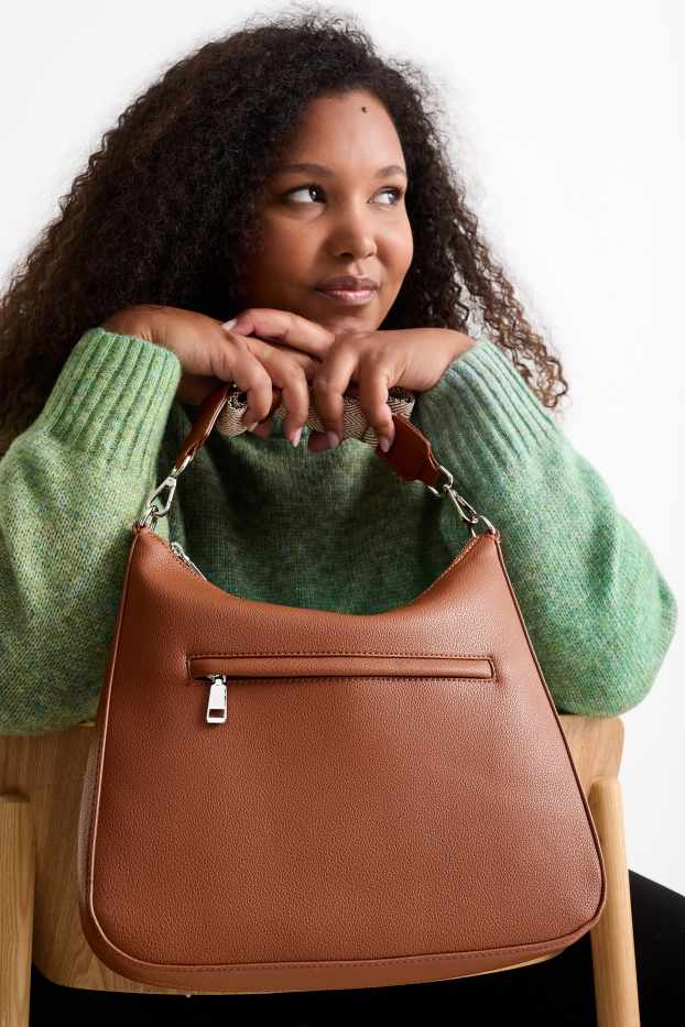 Donna - Borsa a tracolla con spallaccio staccabile - similpelle - marrone