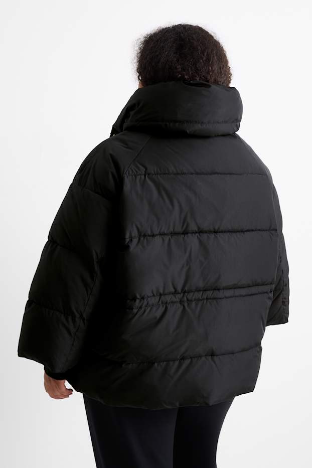 Damen - Steppjacke mit Kapuze - schwarz