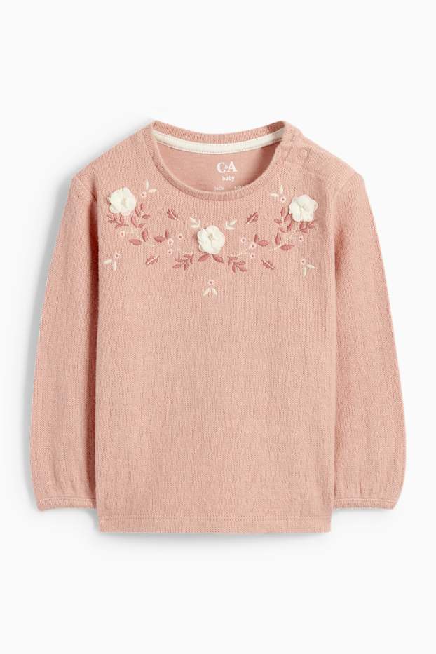 Baby Mädchen - Blümchen - Baby-Outfit - 2 teilig - dunkelrosa