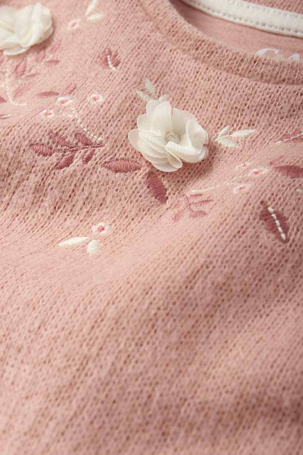 Baby Mädchen - Blümchen - Baby-Outfit - 2 teilig - dunkelrosa