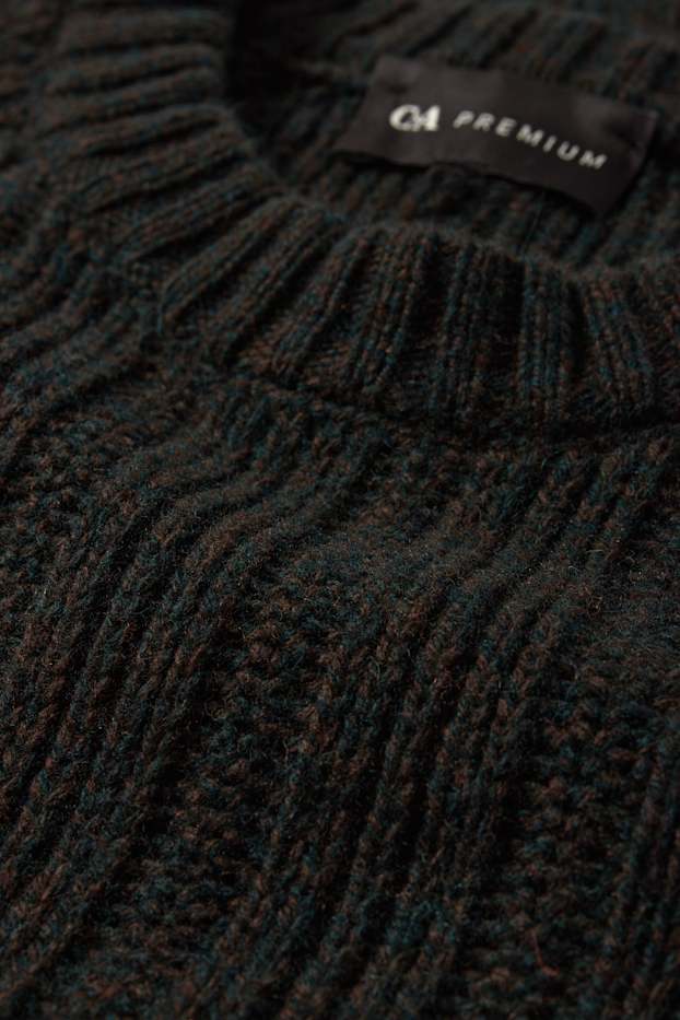 Herren - Pullover mit Kaschmir-Anteil - gerippt - schwarz
