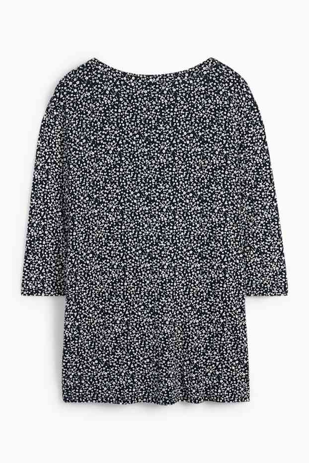 Donna - Maglia a maniche lunghe - fiori - nero