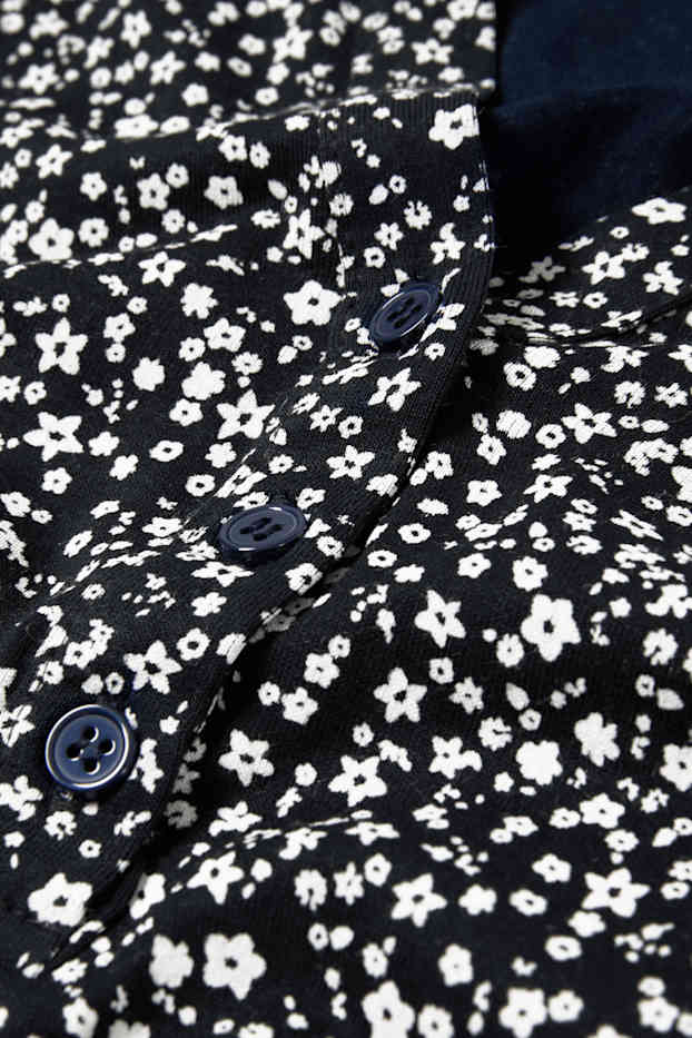 Donna - Maglia a maniche lunghe - fiori - nero