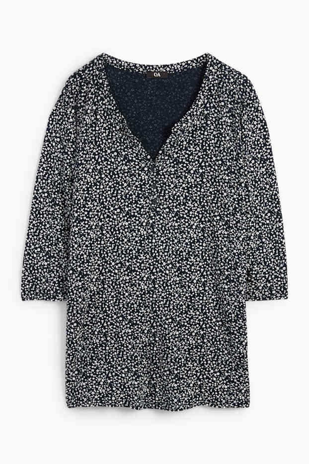 Donna - Maglia a maniche lunghe - fiori - nero