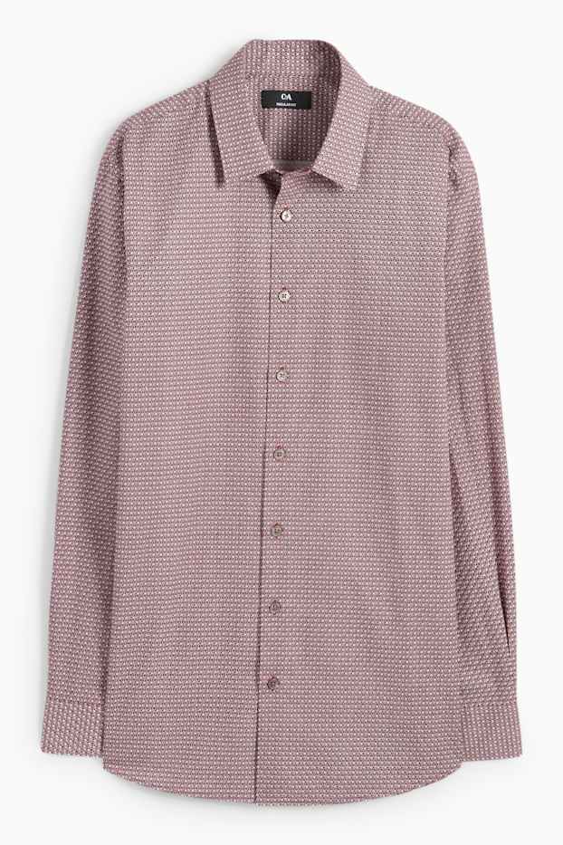 Bărbați - Pulover din tricot fin și cămașă - regular fit - guler Kent - bordo