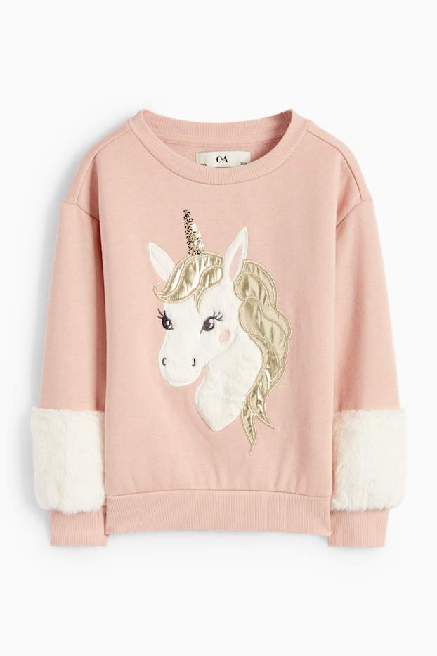 Niños: niñas - Unicornio - sudadera - rosa oscuro