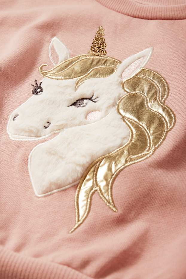 Niños: niñas - Unicornio - sudadera - rosa oscuro