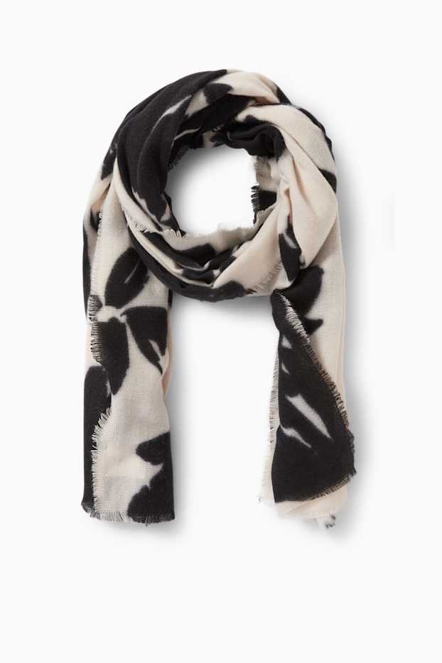 Donna - Sciarpa - a fiori - nero