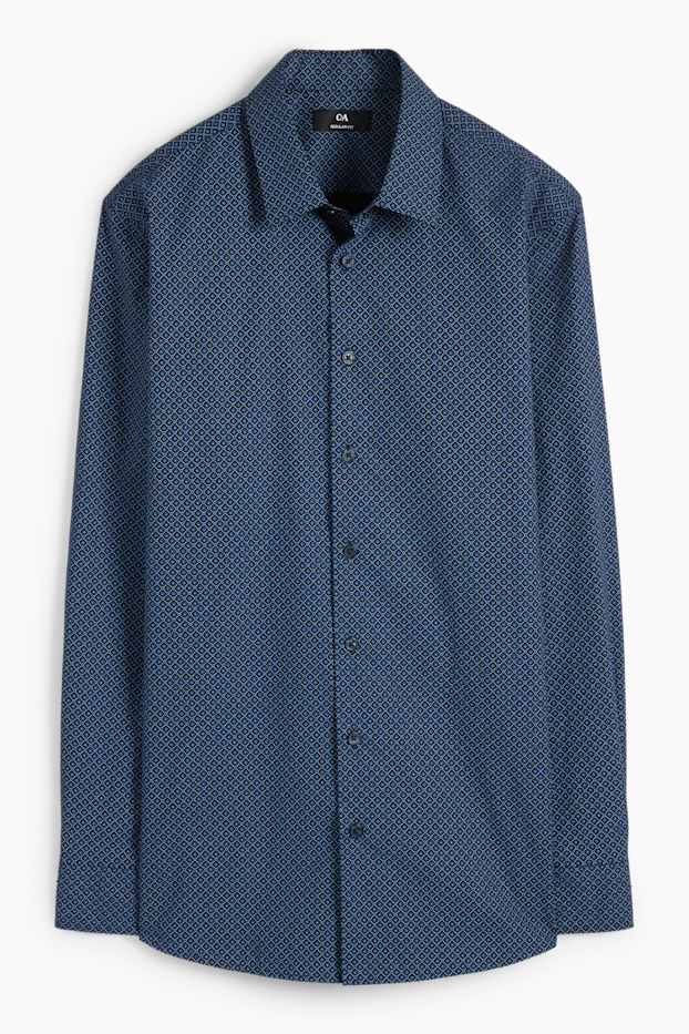 Hommes - Pullover en fine maille et chemise - regular fit - col kent - bleu foncé