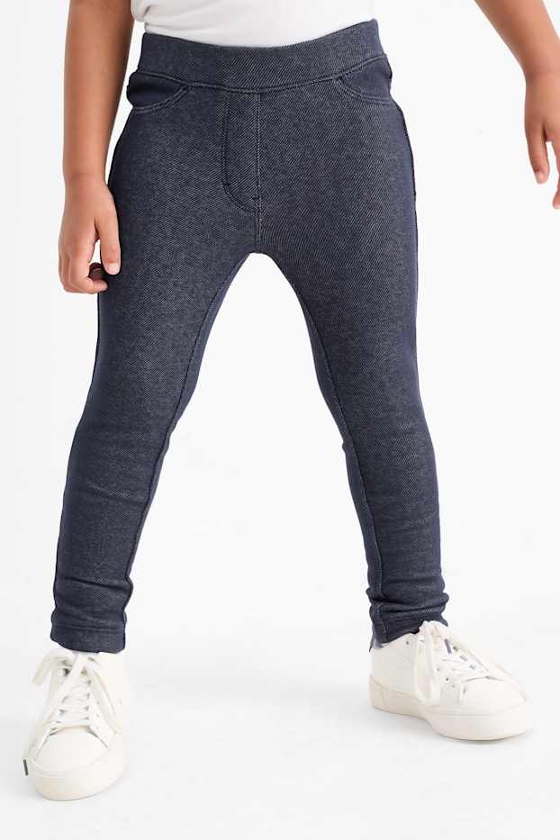 Kinder Mädchen - Multipack 2er - Thermoleggings - Jeans-Look - dunkelblau