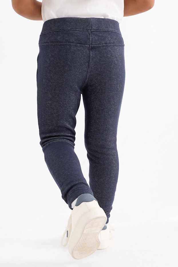Kinder Mädchen - Multipack 2er - Thermoleggings - Jeans-Look - dunkelblau