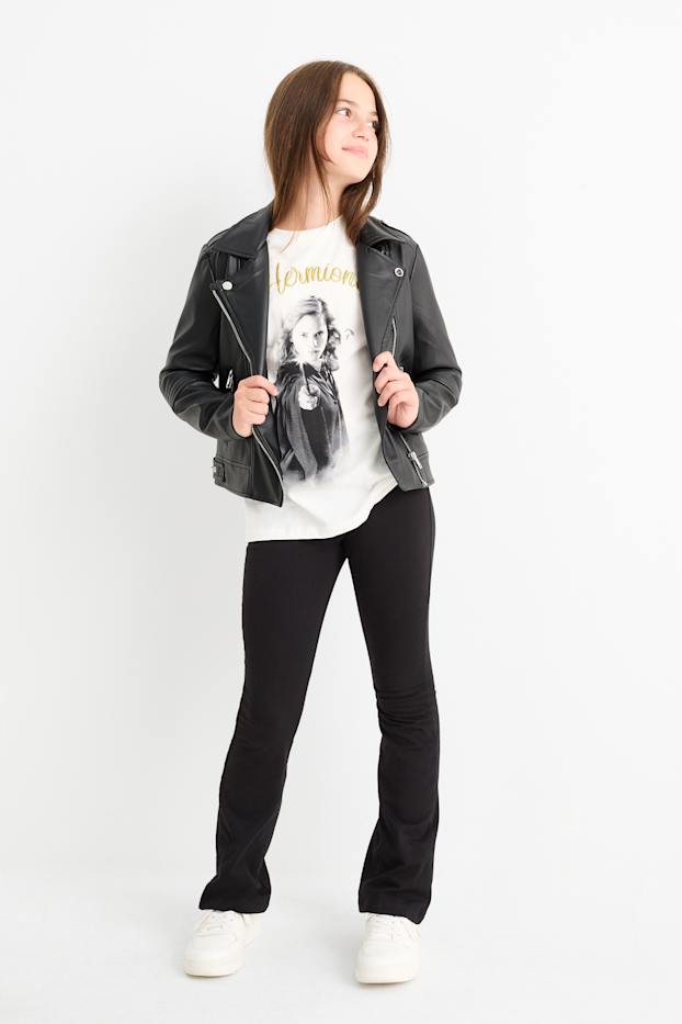 Dzieci dziewczynki - Harry Potter - zestaw - koszulka z krótkim rękawem i legginsy z rozszerzanymi nogawkami - 2 części - czarny / biały