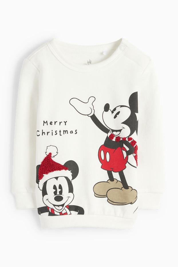 Baby Jungen - Micky Maus - Baby-Weihnachts-Sweatshirt - cremeweiss