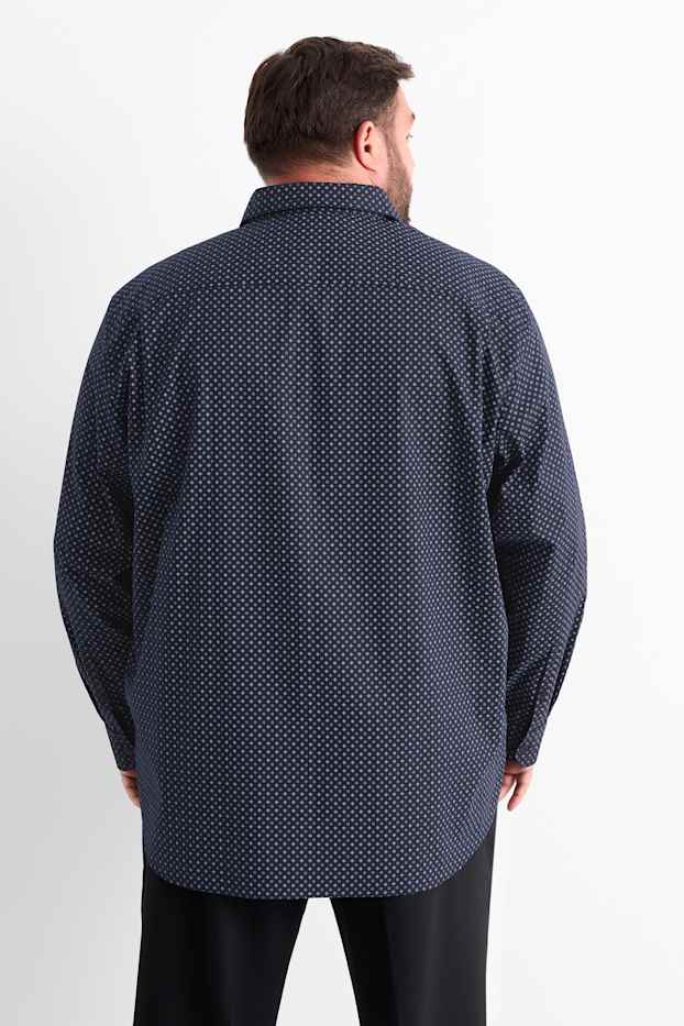 Bărbați - Cămașă - regular fit - guler Kent - ușor de călcat - print minimalist - albastru închis