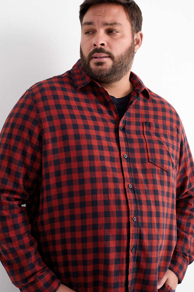Hommes - Chemise - regular fit - col kent - à carreaux - rouge