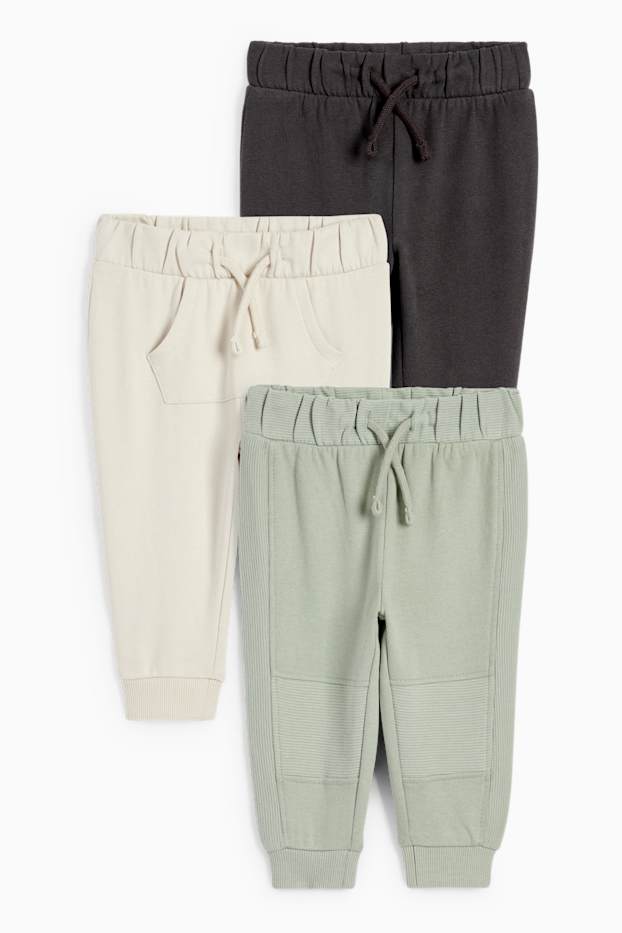 Baby Jungen - Multipack 3er - Baby-Jogginghose - hellgrau