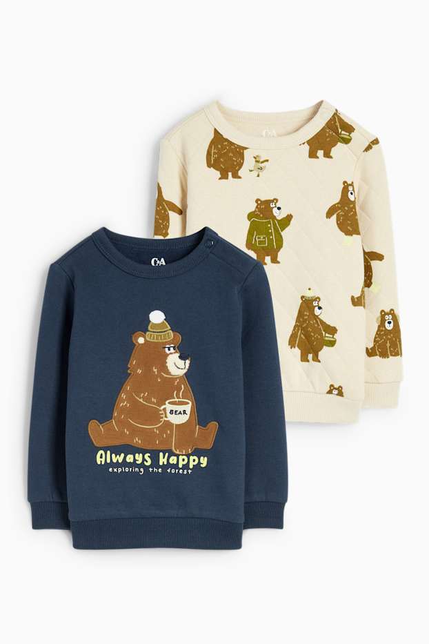 Bebés niños - Pack de 2 - ositos - sudaderas para bebé - azul oscuro
