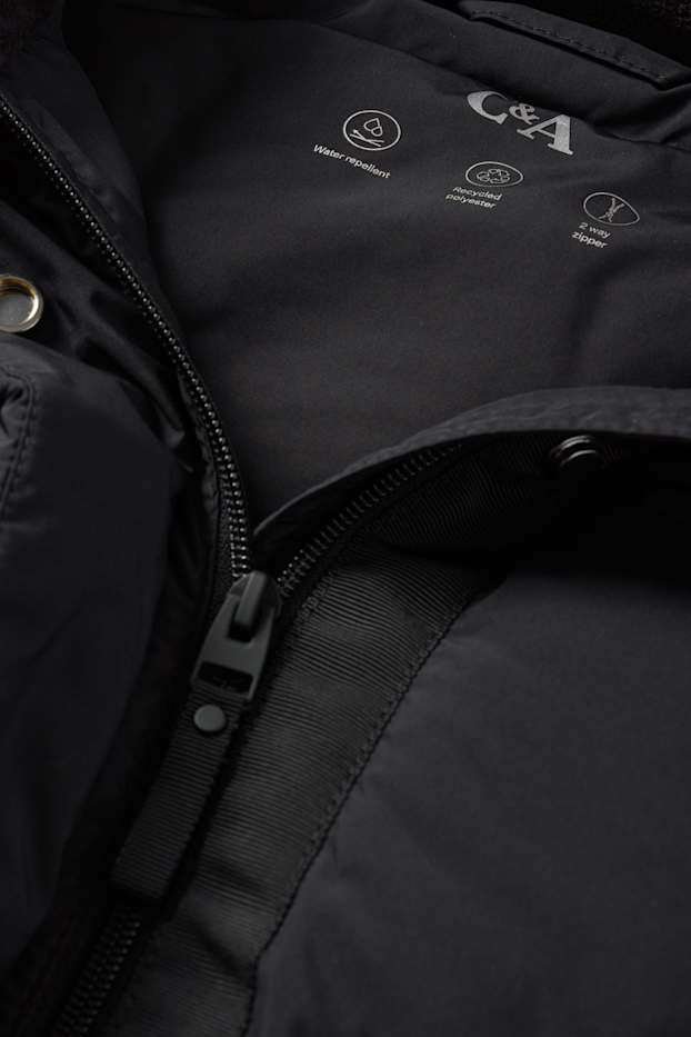 Donna - Giacca trapuntata con cappuccio - idrorepellente - nero