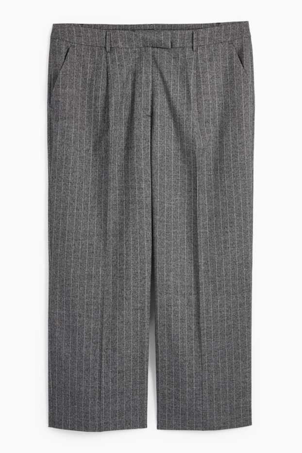 Dona - Pantalons de tela - high waist - wide leg - de ratlla diplomàtica - gris