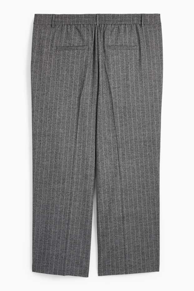 Dona - Pantalons de tela - high waist - wide leg - de ratlla diplomàtica - gris