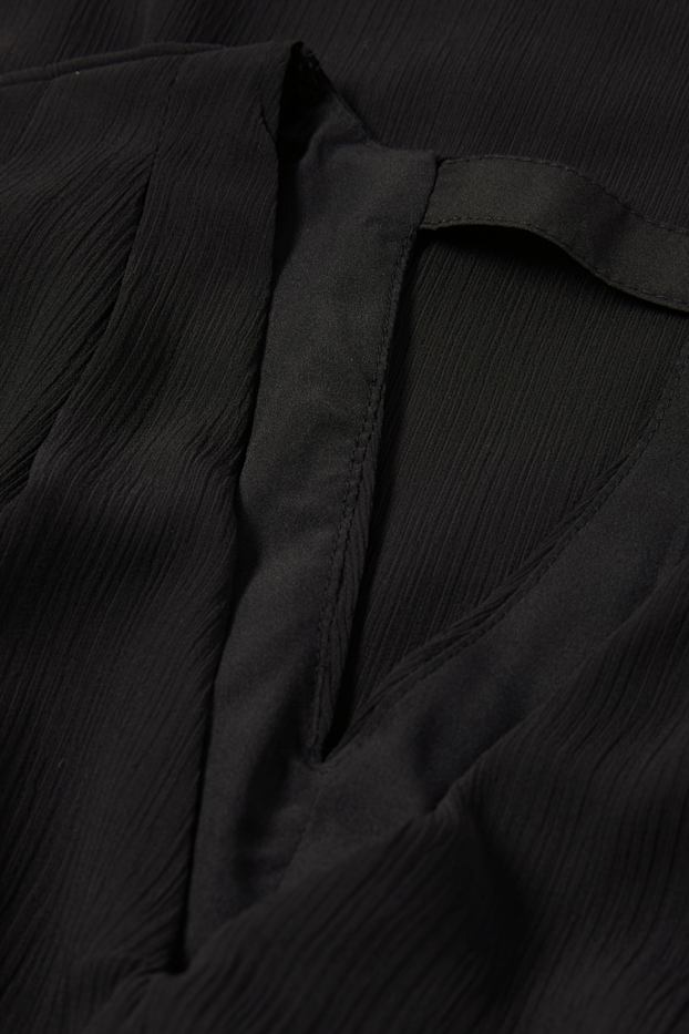Dames - Jurk van chiffon, met V-hals - met structuur - zwart