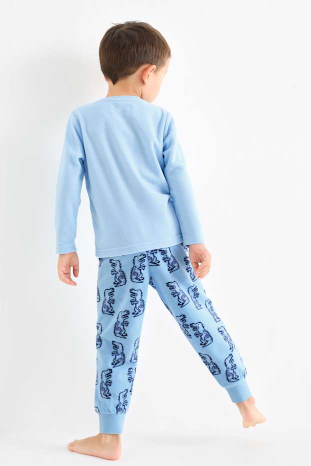 Kinderen: jongens - Dinosaurus - fleece pyjama - lichtblauw