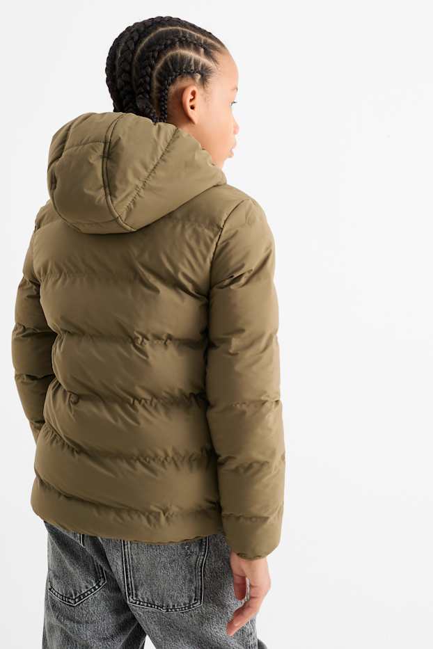 Bambini - Giacca trapuntata con cappuccio - idrorepellente - verde scuro