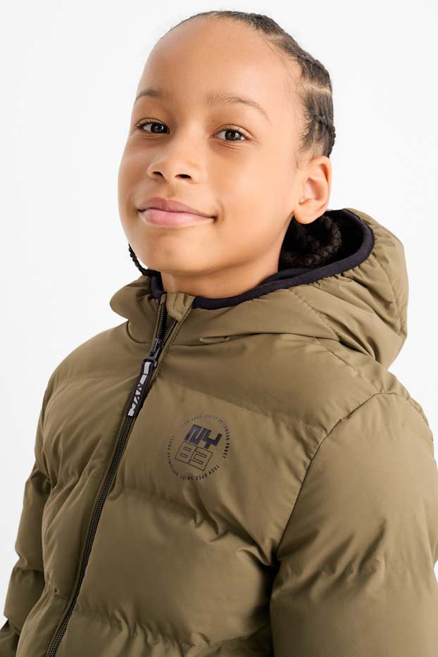 Bambini - Giacca trapuntata con cappuccio - idrorepellente - verde scuro