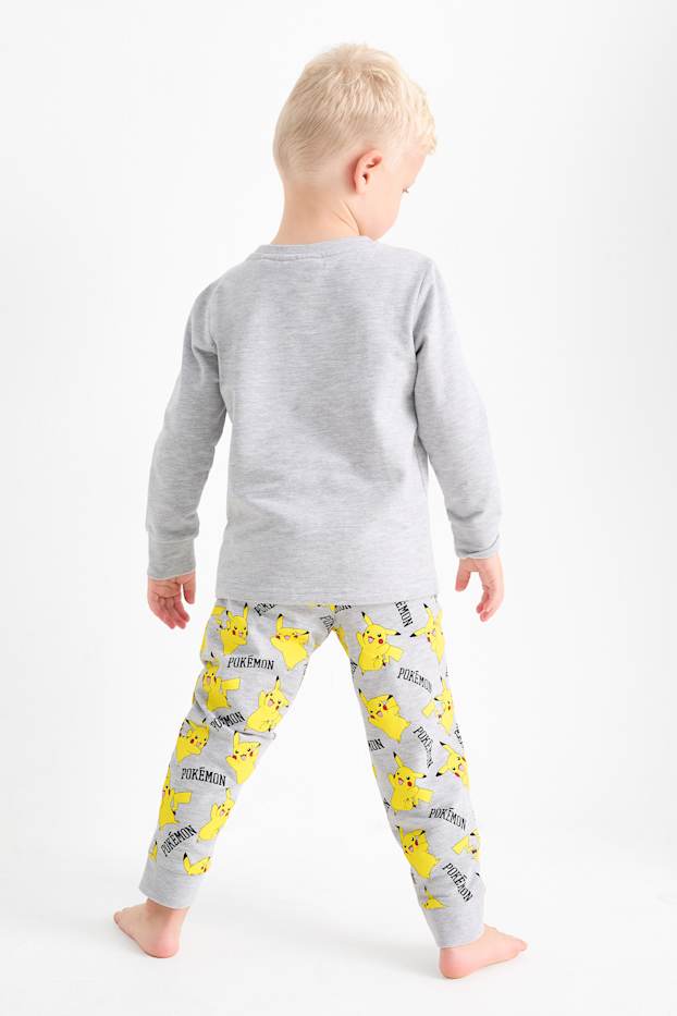 Kinderen: jongens - Pokémon - set - pyjama en slaapmasker - 3-delig - lichtgrijs