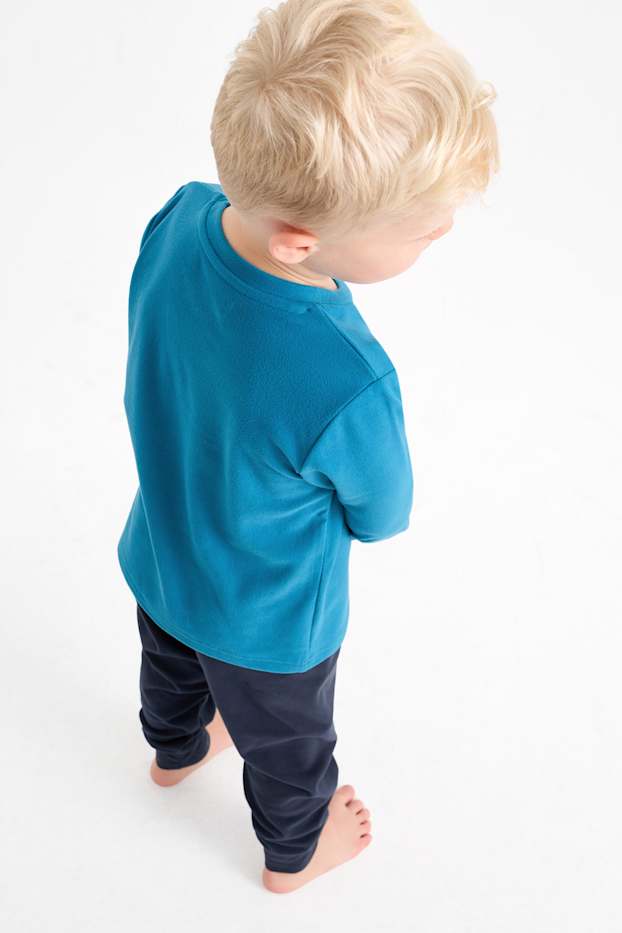 Enfants garçons - Lot de 2 - dinosaure - pyjama en polaire - 4 pièces - bleu