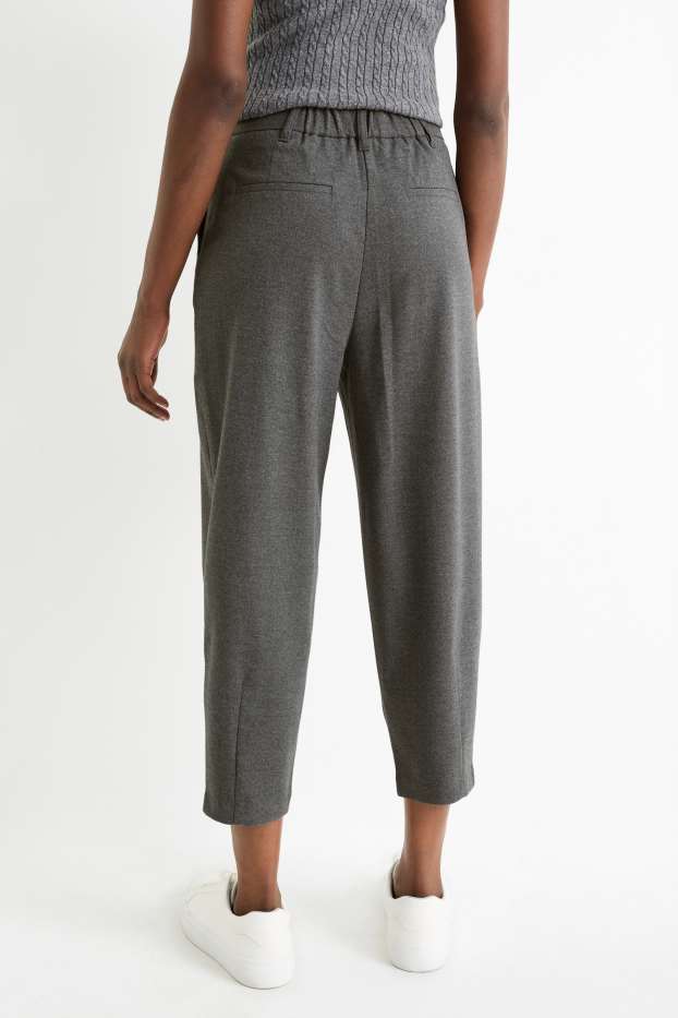 Kobiety - Spodnie materiałowe - wysoki stan - tapered fit - ciemnoszary