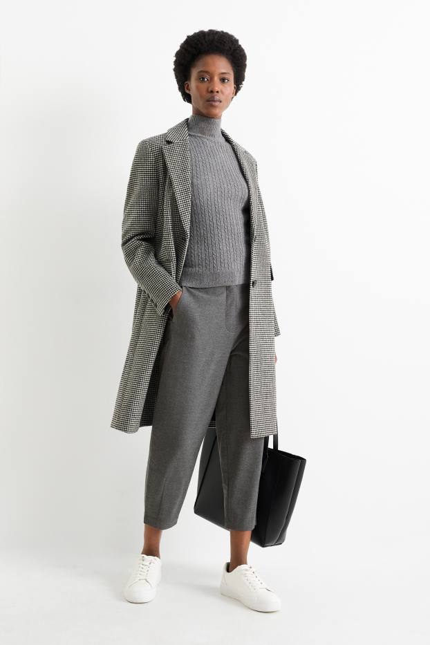 Kobiety - Spodnie materiałowe - wysoki stan - tapered fit - ciemnoszary
