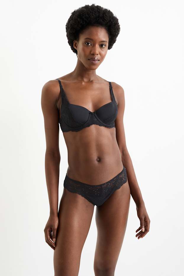 Femmes - Soutien-gorge avec armatures - DEMI - ampliforme - noir