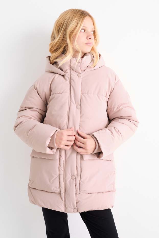 Bambine - Giacca trapuntata con cappuccio - rosa