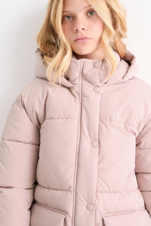 Bambine - Giacca trapuntata con cappuccio - rosa