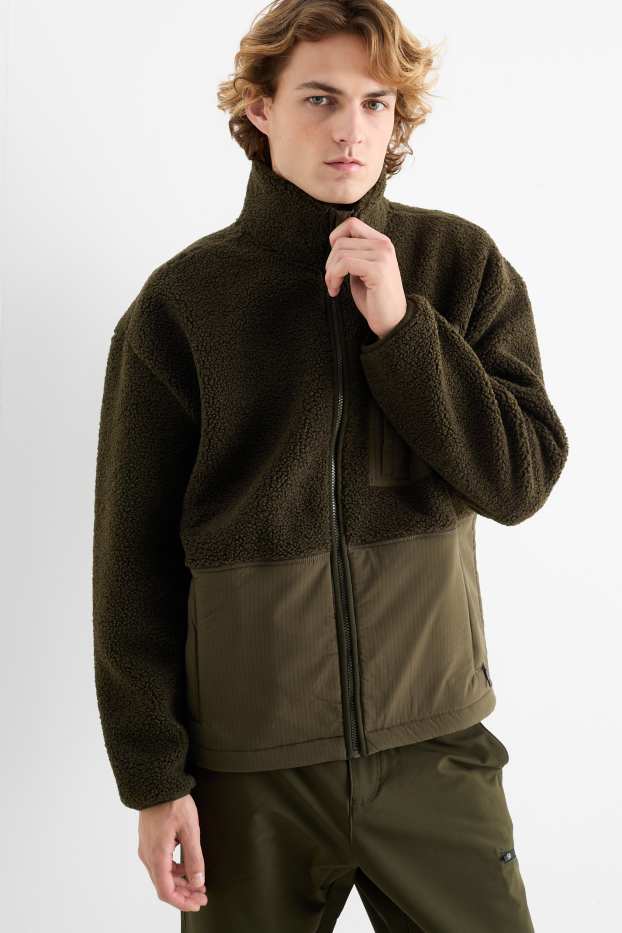 Hommes - Veste en polaire chaude - marron foncé