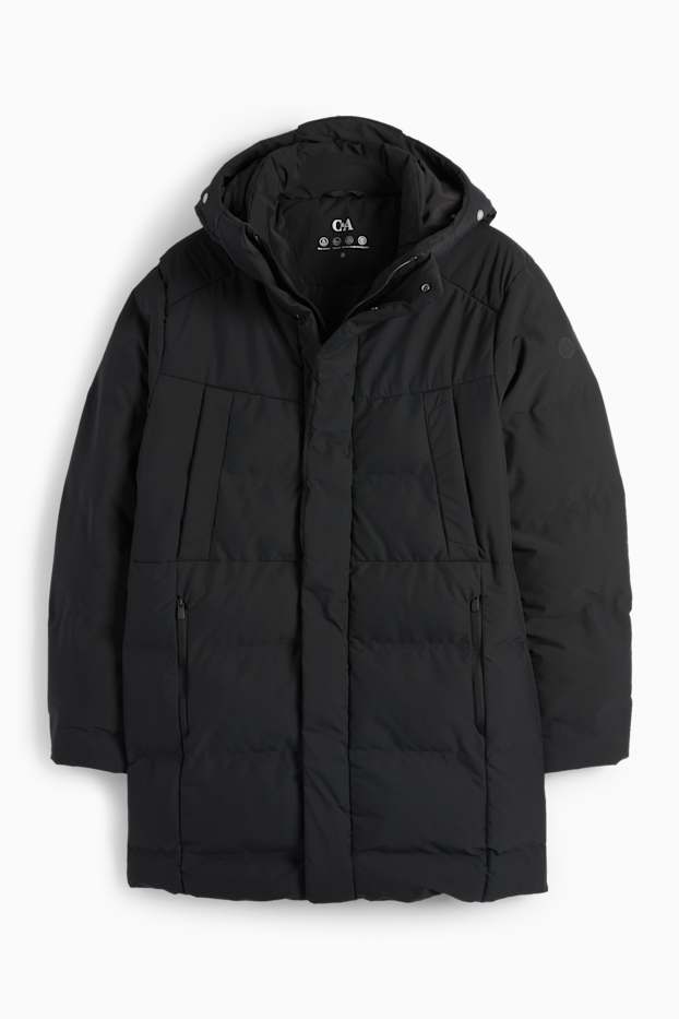Men - Parka with hood - winter- water-repellent - black