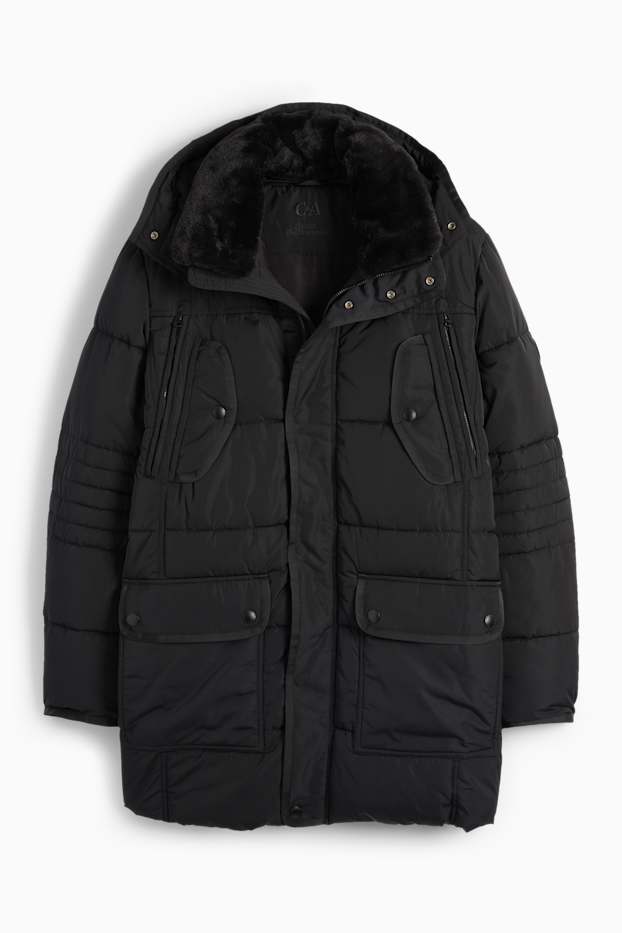 Home - Jaqueta embuatada amb caputxa - impermeable - negre