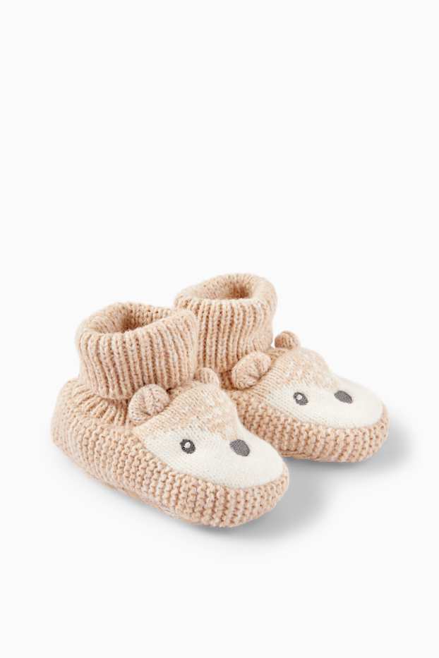 Unisexe - Écureuil - chaussons pour bébé - beige