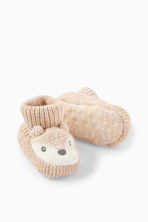 Unisexe - Écureuil - chaussons pour bébé - beige
