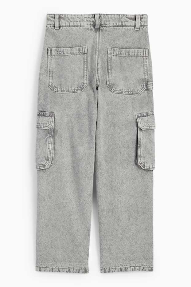 Kinderen: jongens - Cargo jeans - thermojeans - jeanslichtgrijs