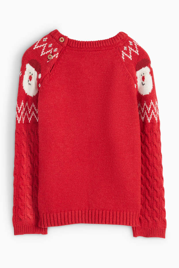 Baby Boys - Father Christmas and Rudolph - Christmas baby jumper - red