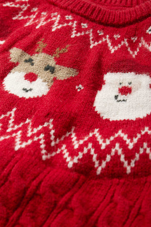 Baby Boys - Father Christmas and Rudolph - Christmas baby jumper - red