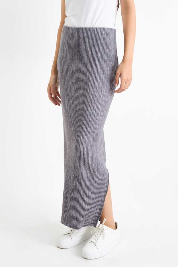 Dona - Faldilla de tub de punt - acanalada - gris